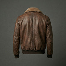 Laden Sie das Bild in den Galerie-Viewer, Men’s Chocolate Brown G-1 Leather Bomber Jacket – Classic Flight Aviator Coat
