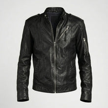 Load image into Gallery viewer, Classic Black Leather Jacket for Men – Timeless Genuine Leather Style