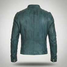 Load image into Gallery viewer, Men’s Distressed Cafe Racer Leather Jacket – Vintage Biker Motorcycle Jacket