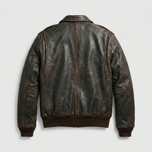 Laden Sie das Bild in den Galerie-Viewer, Men’s Brown A2 Aviator Military Pilot Leather Bomber Jacket – Vintage Flight Coat