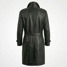 Laden Sie das Bild in den Galerie-Viewer, Men’s Genuine Leather Trench Coat – Classic Long Leather Overcoat