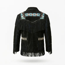 Laden Sie das Bild in den Galerie-Viewer, Men’s Western Black Cowboy Leather Jacket – Vintage Biker Style Coat