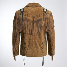 Laden Sie das Bild in den Galerie-Viewer, Men’s Brown Nubuck Leather Jacket – Classic Vintage cowboy jacket