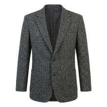 Laden Sie das Bild in den Galerie-Viewer, Men’s Gray Herringbone Wool Blazer – Classic Tailored Waverly Sport Coat