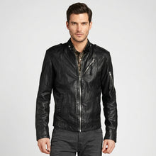 Load image into Gallery viewer, Classic Black Leather Jacket for Men – Timeless Genuine Leather Style