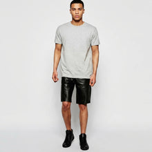 Laden Sie das Bild in den Galerie-Viewer, Men’s Matte Black Leather Shorts – Premium Elastic Waist Luxury Shorts