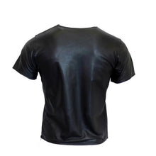 Laden Sie das Bild in den Galerie-Viewer, Herren Echt Schaffell Schwarz Leder T-Shirt