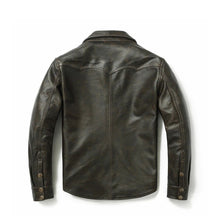 Laden Sie das Bild in den Galerie-Viewer, Men New style Dark Brown Slim Fit Leather Shirt Leather Outlet