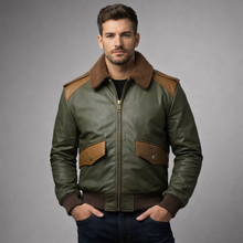 Laden Sie das Bild in den Galerie-Viewer, Herren A2 Klassische Lederbomberjacke