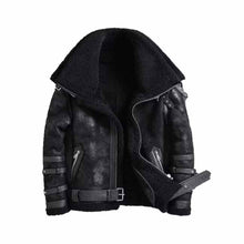 Laden Sie das Bild in den Galerie-Viewer, Men's B3 Bomber Hooded Faux Leather Jacket Leather Outlet