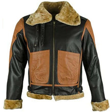 Load image into Gallery viewer, Men's Black Faux Shearling Bomber Jacket – Winter Warmth with Style