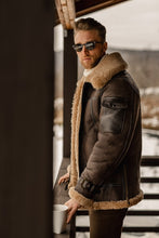 Laden Sie das Bild in den Galerie-Viewer, Herren Braune B3 Flieger Piloten Lammfell Lederjacke