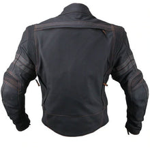 Laden Sie das Bild in den Galerie-Viewer, Herren Street Matt Schwarz Panzer Motorrad Lederjacke