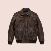Load image into Gallery viewer, Men’s Vintage A2 Brown Lambskin Leather Bomber Jacket