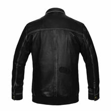 Laden Sie das Bild in den Galerie-Viewer, Men's fashion black vintage leather jacket Leather Outlet
