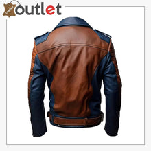 Load image into Gallery viewer, Mens Blue and Brown Custom Leather Jacket