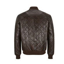 Laden Sie das Bild in den Galerie-Viewer, Mens Bomber Leather Jacket Brown Quilted Street Inspired Leather Outlet