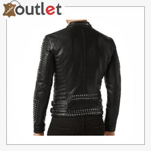 Load image into Gallery viewer, Mens Genuine Cow Leather Studded Jacket