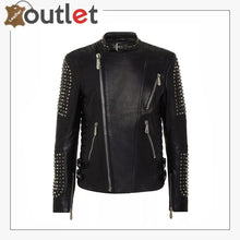 Load image into Gallery viewer, Mens Genuine Cow Leather Studded Jacket
