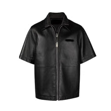 Laden Sie das Bild in den Galerie-Viewer, Mens Genuine Sheep Leather Black Bikers Shirt Leather Outlet