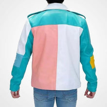 Laden Sie das Bild in den Galerie-Viewer, Herren-Leder-Motorradjacke in Pastellfarben – Biker-Stil, Mehrfarbig
