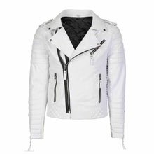 Laden Sie das Bild in den Galerie-Viewer, Mens White Best Leather Motorcycle Jacket Leather Outlet