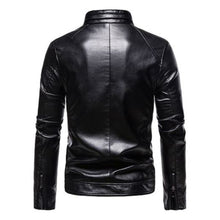 Laden Sie das Bild in den Galerie-Viewer, Herren Winddichte Stehkragen Outdoor Lederjacke