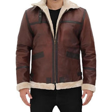 Load image into Gallery viewer, Men’s Classic Brown B3 Shearling Bomber Jacket