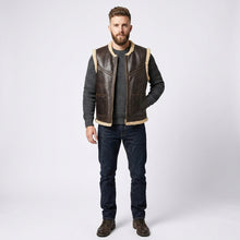 Laden Sie das Bild in den Galerie-Viewer, Aero Outlaw Shearling-Lederweste – Klassischer Biker-Stil