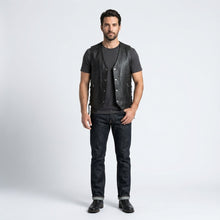 Load image into Gallery viewer, 105th Anniversary Leather Motorcycle Vest – Laced Side Classic Edition