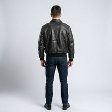 Load image into Gallery viewer, Men’s Vintage A2 Flight Leather Jacket – 80s Military Aviator Bomber Coat