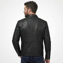 Load image into Gallery viewer, Men’s Classic Black Leather Jacket – Timeless Casual Biker Coat