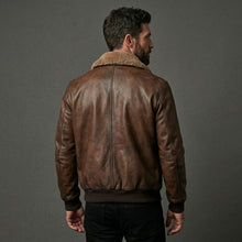 Laden Sie das Bild in den Galerie-Viewer, Men’s Chocolate Brown G-1 Leather Bomber Jacket – Classic Flight Aviator Coat