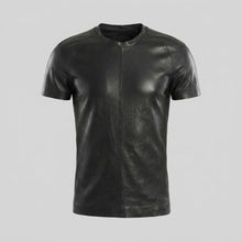 Laden Sie das Bild in den Galerie-Viewer, Men’s Premium Lambskin Leather T-Shirt – Luxury Slim Fit Leather Tee