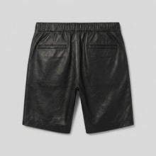 Load image into Gallery viewer, Men’s Matte Black Leather Shorts with Elastic Waistband