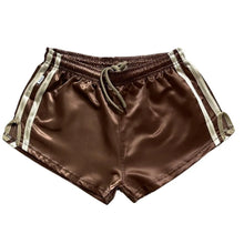Laden Sie das Bild in den Galerie-Viewer, Sport-Sprinter-Shorts glänzender Satin mit Tasche