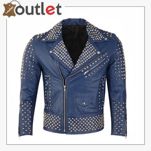 Load image into Gallery viewer, Studded Leather Biker Jacket