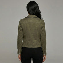 Load image into Gallery viewer, Women's Suede Zip-Up Moto Biker Jacket