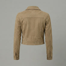 Laden Sie das Bild in den Galerie-Viewer, Women's Cropped Tan Suede Jacket