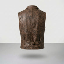 Laden Sie das Bild in den Galerie-Viewer, Men’s Motorcycle Leather Vest – Classic Biker Riding Vest
