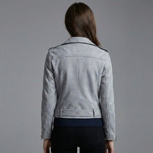Load image into Gallery viewer, Women's Cropped Suede Moto Jacket