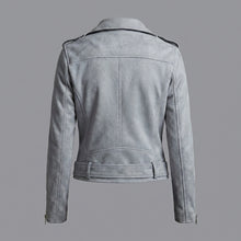 Load image into Gallery viewer, Women's Cropped Suede Moto Jacket