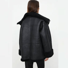 Load image into Gallery viewer, Women’s B3 RAF Aviator Black Shearling Sheepskin Leather Jacket
