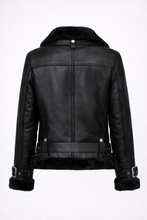 Load image into Gallery viewer, Women's Black Shearling Aviator Jacket