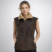 Laden Sie das Bild in den Galerie-Viewer, Women's Leather Shearling Vest