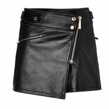 Laden Sie das Bild in den Galerie-Viewer, Womens Black Leather Skirt Lambskin Leather Outlet