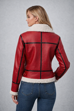 Load image into Gallery viewer, Women's Festive Shearling Aviator Jacket