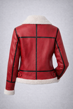 Load image into Gallery viewer, Women's Festive Shearling Aviator Jacket