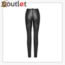 Laden Sie das Bild in den Galerie-Viewer, Damen Gothic Leggings Schwarze Lederhose