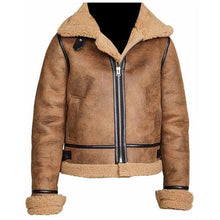 Load image into Gallery viewer, Men’s B3 Shearling Aviator Bomber Jacket – Brown Sheepskin Flight Coat